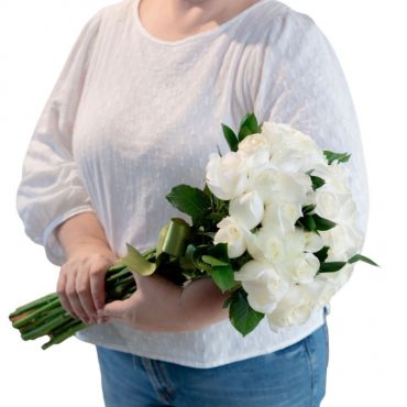 Buquê de 18 rosas brancas